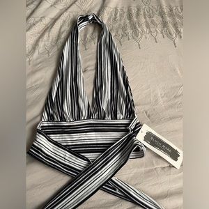 Stripped halter crop top